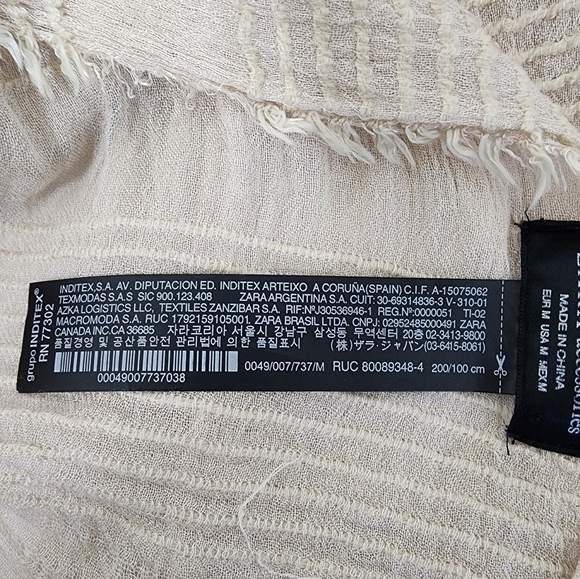 Zara Beige Raw Hem Shawl Scarf 38 x 81 - Picture 9 of 9